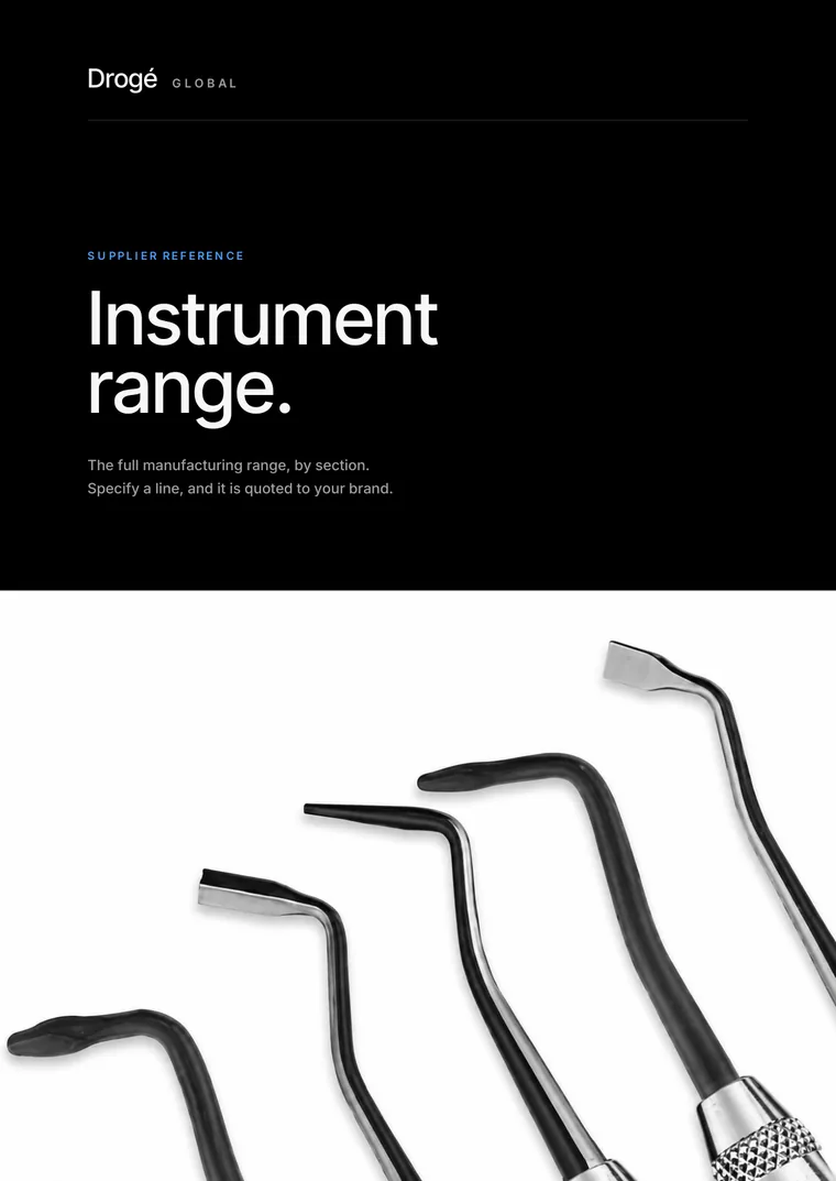 The Drogé Global instrument catalogue, shown at its cover